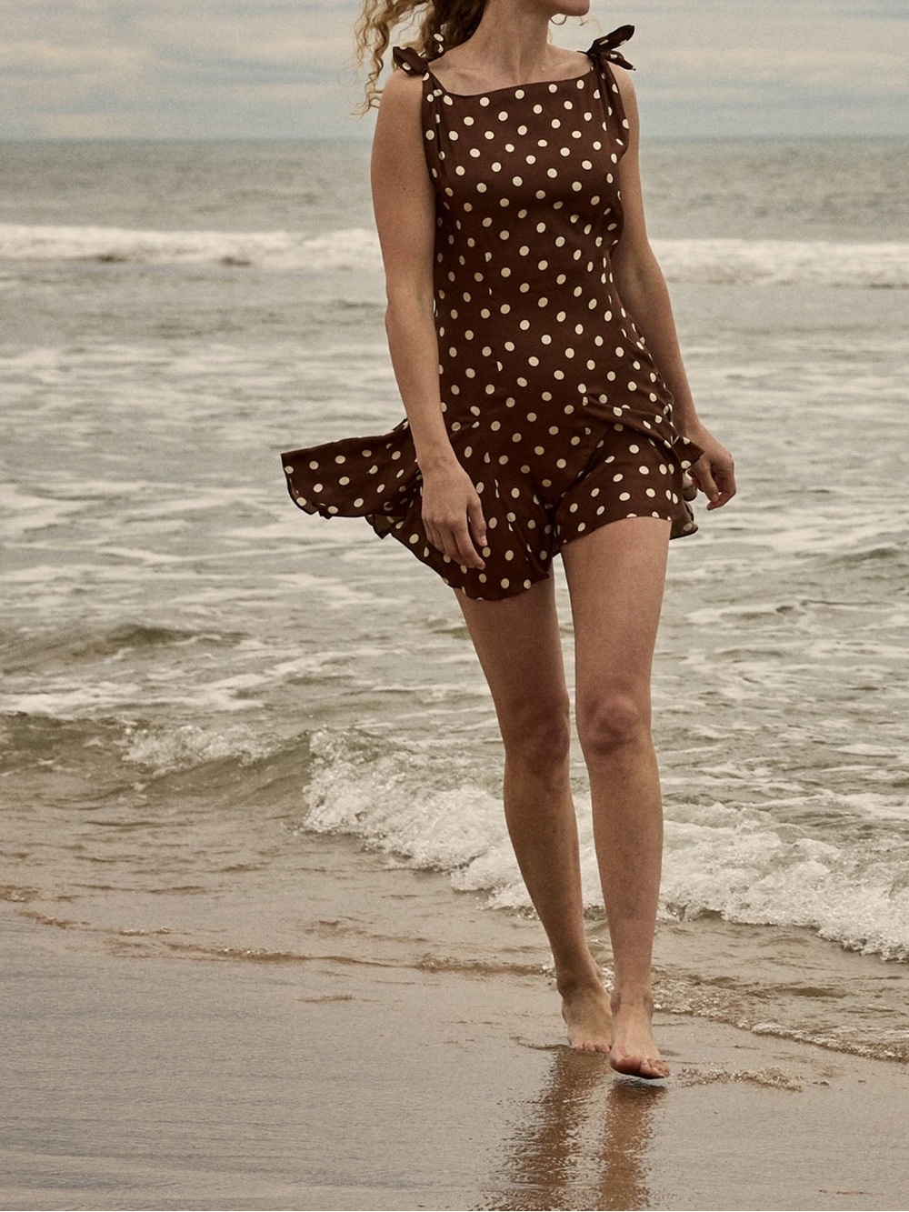 CAMILA COELHO Polka Dot Tie-Shoulder Ruffle Hem Mini Dress - Picture 4 of 5